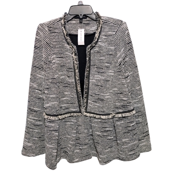 Lane Bryant Black White Tweed Peplum Open Front Blazer Women's Plus Size 16 NWT - Picture 11 of 11